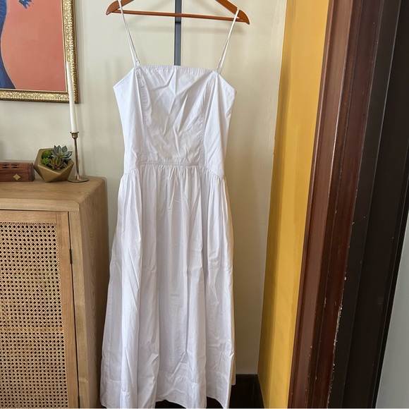Madewell Seamed Poplin Maxi Dress Sundress 100% Cotton White $158 NWT‎ Size 12 - Picture 4 of 12